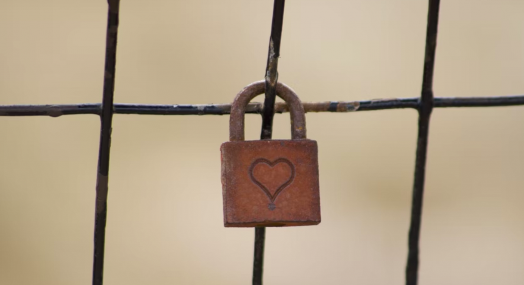 A lock with a heart on it