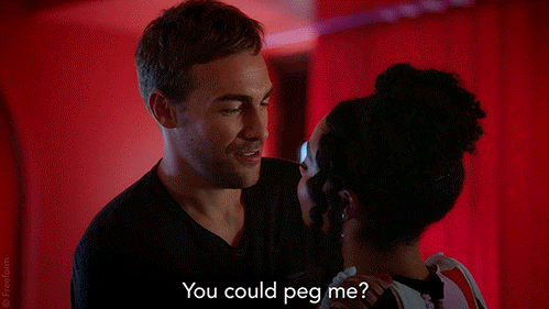 Man asking woman “ You could peg me”