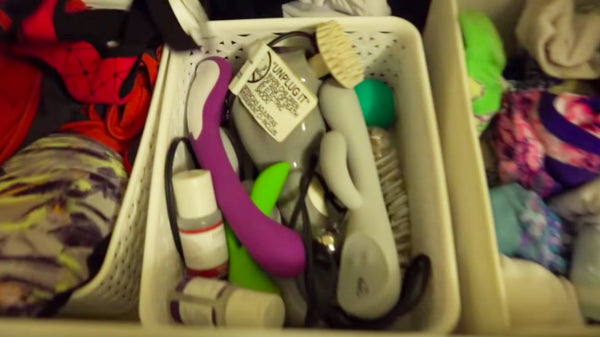 A box with everyday items and sex toys